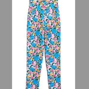 Zara vibrant flowers high waist pants made in Europe NWT